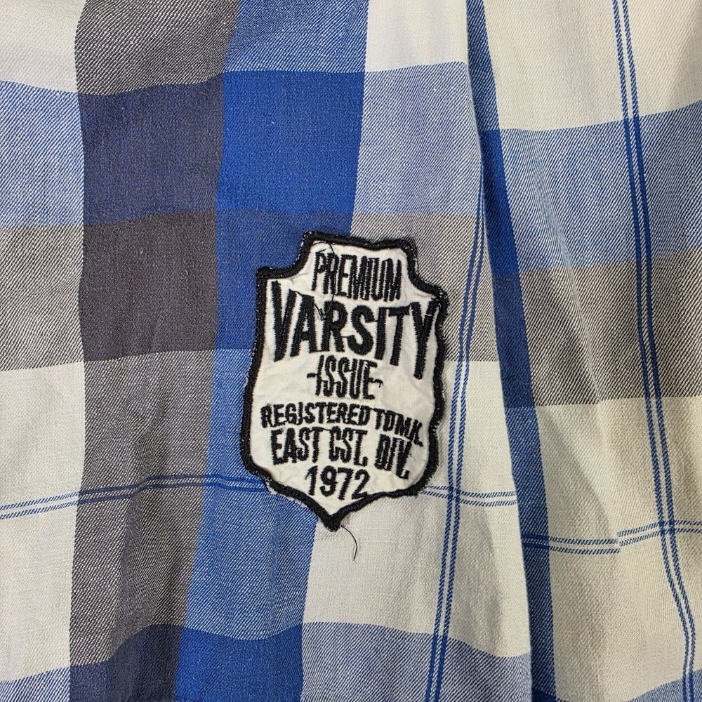 Ecko Unltd 4XL Plaid Button Up Shirt Blue Gray Short Sleeve ‎ Streetwear - Picture 7 of 9